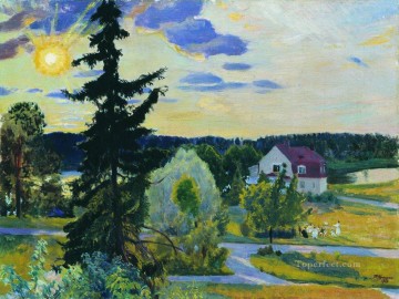 Paisaje nocturno 1917 Boris Mikhailovich Kustodiev Pinturas al óleo